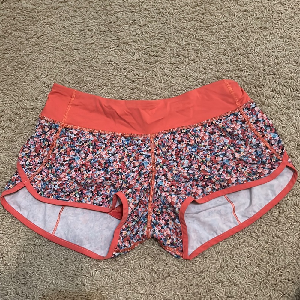 lululemon athletica Floral Athletic Shorts - Coral and Multicolor